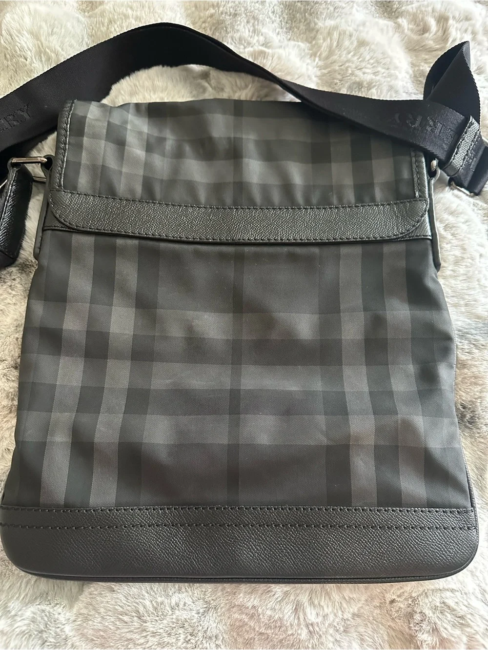 Burberry Black and Gray Check Cross Body Bag for Men